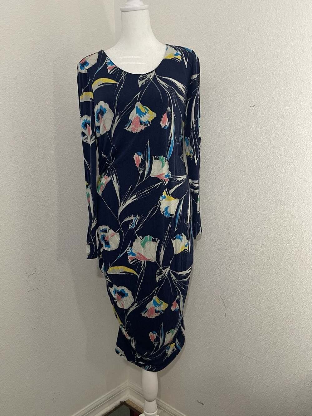 A Pea in the Pod Women's Navy Blue Floral Midi Dress Size Large